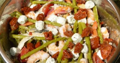Salade haricots verts-thon-crevettes-anchois