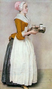 Servante apportant le chocolat au XVIIe siècle